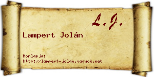 Lampert Jolán névjegykártya
